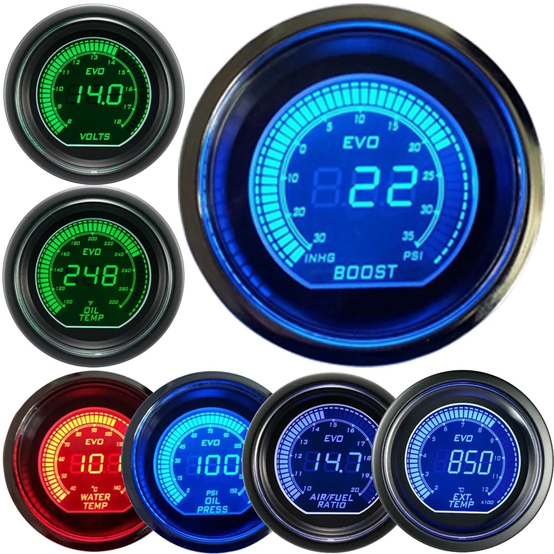 2″52mm Car Truck Digital PSI Turbo Boost Gauge Pressure Meter Kit W//Blue LED Hot