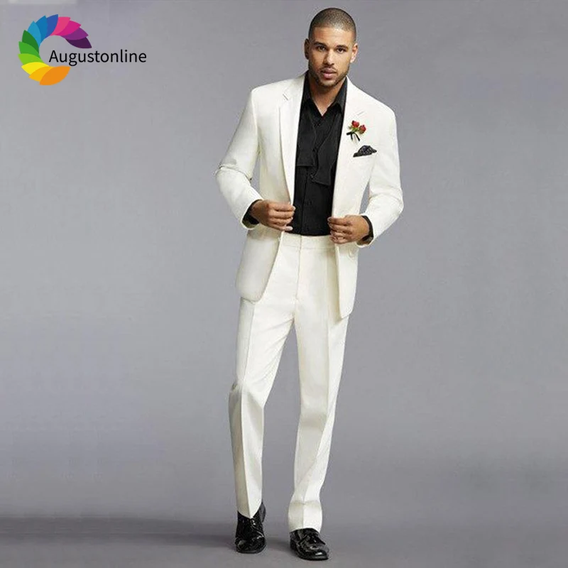 

Ivory Wedding Men Suits Tuxedos Slim Fit Groom Wear 2 Pieces (Jacket+Pants) Bridegroom Suits Best Man Blazer Costume Homme