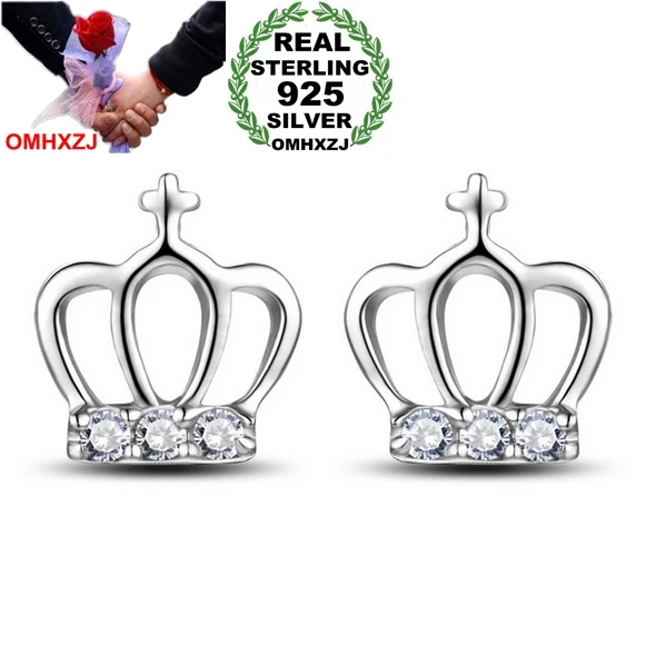 Серьги-гвоздики OMHXZJ из серебра 925 пробы с цирконом AAA | Украшения и аксессуары