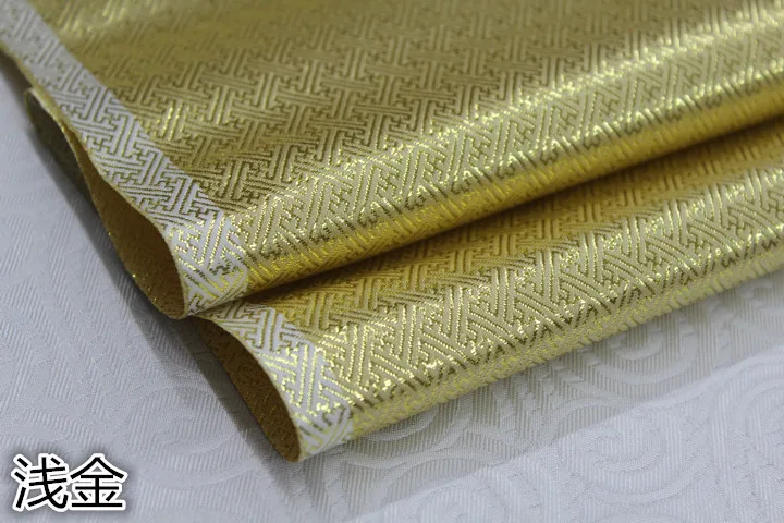Diy квадрат спирали Винтаж Дамаск Атлас искусственный золотой шелк парча жаккардовая ткань кружева монгольского cheongsam Кукольное платье - Цвет: Light gold