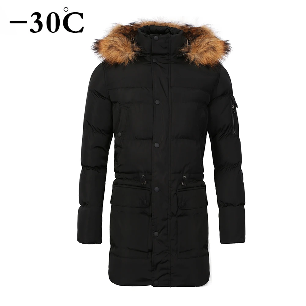 

COUTUDI Mens Winter Jacket w/ Real Fur Collar Men's Thick Casual Outerwear Jackets Plus Size 3XL Windproof Warm Brand Fur Parkas