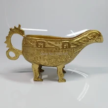 Chinese Antique Imitation Four Legs YI Golden Dragon Tail Sitting Room Home Decoration Sculpture Feng Shui Mascot