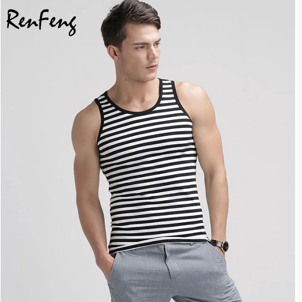 Cotton Men gyms Summer Tank Top Bodybuilding clothing Sleeveless Striped Brand Casual Shirts men's hot selling gym vest tank top (12)