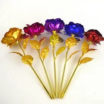 

2019 24K Golden Rose Long Stem Real Rose Dipped in Gold with Gift Box Red Gifts