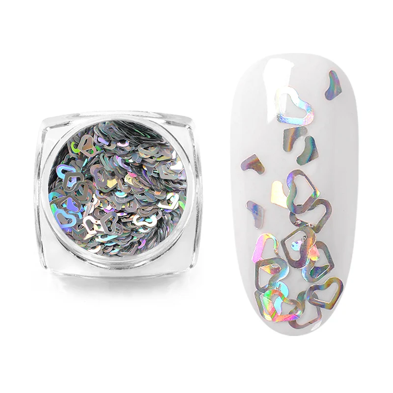 Голографический лазер блеск для ногтей голографические блестки серебряная круглая Звезда Сердце хлопья Блестки для ногтей 3D украшения для ногтей - Цвет: K2042