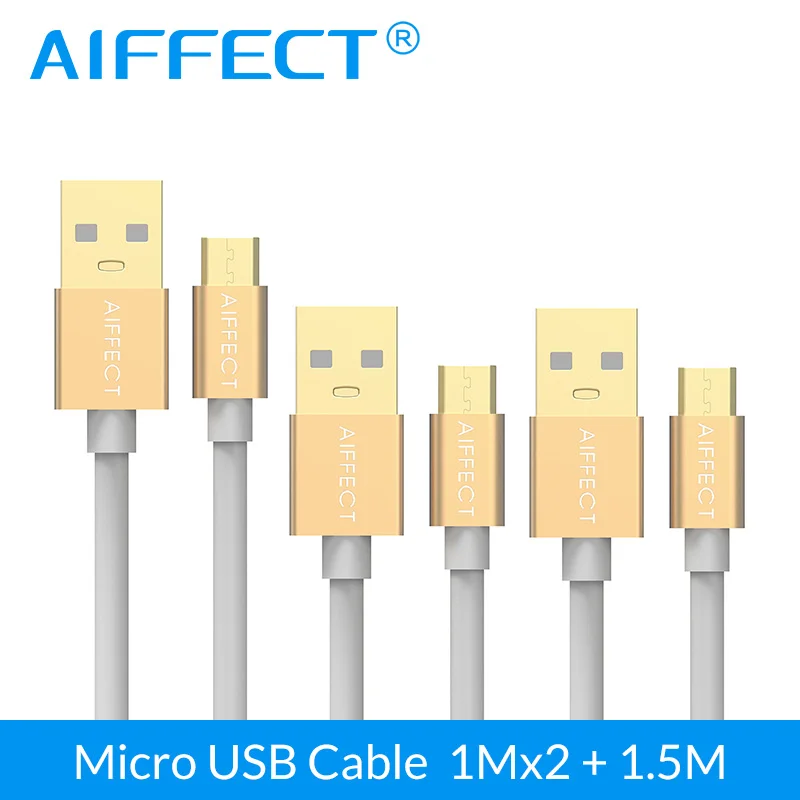 AIFFECT 3 шт. 1Mx2 1.5Mx1 микро USB кабель для мобильного телефона для samsung huawei LG Android 3A Быстрая зарядка USB данных - Цвет: 3 x Gold