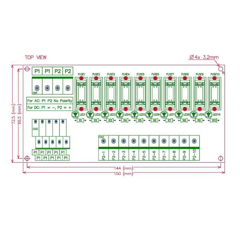 パネルマウント10位置配電ヒューズモジュールボード、用ac/dc 5〜32 