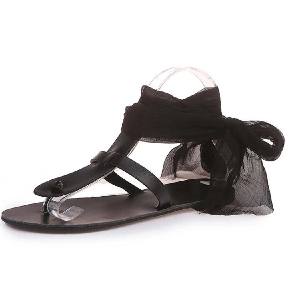 

Summer Women Sandals Lace Up Shoes Mesh Ribbon Cross Tied Leg Sandals Flip Flops Flats Beach Shoes Gladiator Sandalias