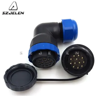 

SD28TA-ZM, 90 degree elbow Waterproof connector 12 pin plugs and sockets,Aviation connectors, IP67, Rated Current 10A