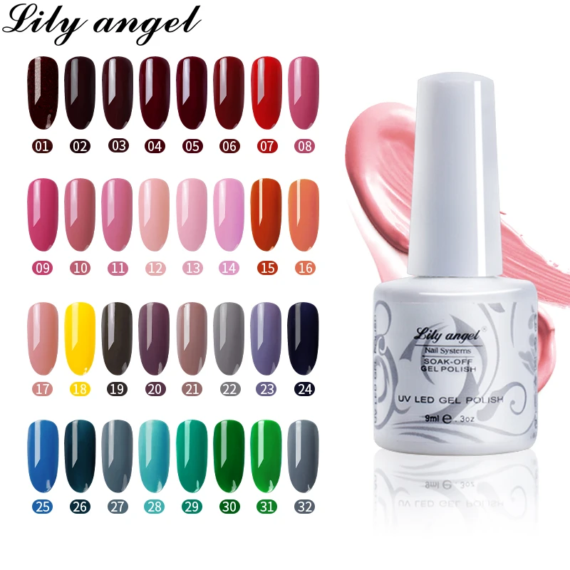 

Lily angel 9ml Long Lasting Gel Varnish UV LED Gel Nail Polish2018 New Nail Art Supplies Perfect Fast Dry 38 Color 25-38