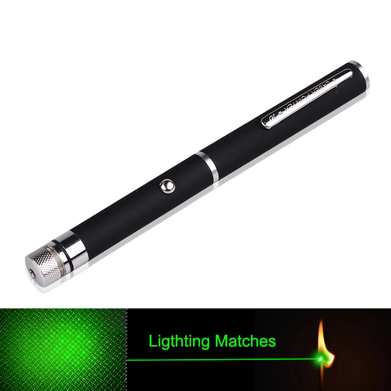 

High Power 2-in-1 532nm Green Laser Pointer Pen + Match-Lighting Green Burning Laser Powerful Green Laser Pen (Black)