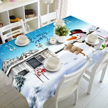 Senisaihon 3D Table cloth Christmas Eve Snowman Pattern Waterproof cloth Thicken Rectangular Children Tablecloth Home Textiles Senisaihon 3D Table cloth Christmas Eve Snowman Pattern Waterproof cloth Thicken Rectangular Children Tablecloth Home Textiles