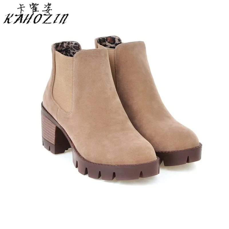 

buty damskie 2019 ankle boots women Square heel Simple casual Round head fashion design Suede fashionable dress shoes size34-43