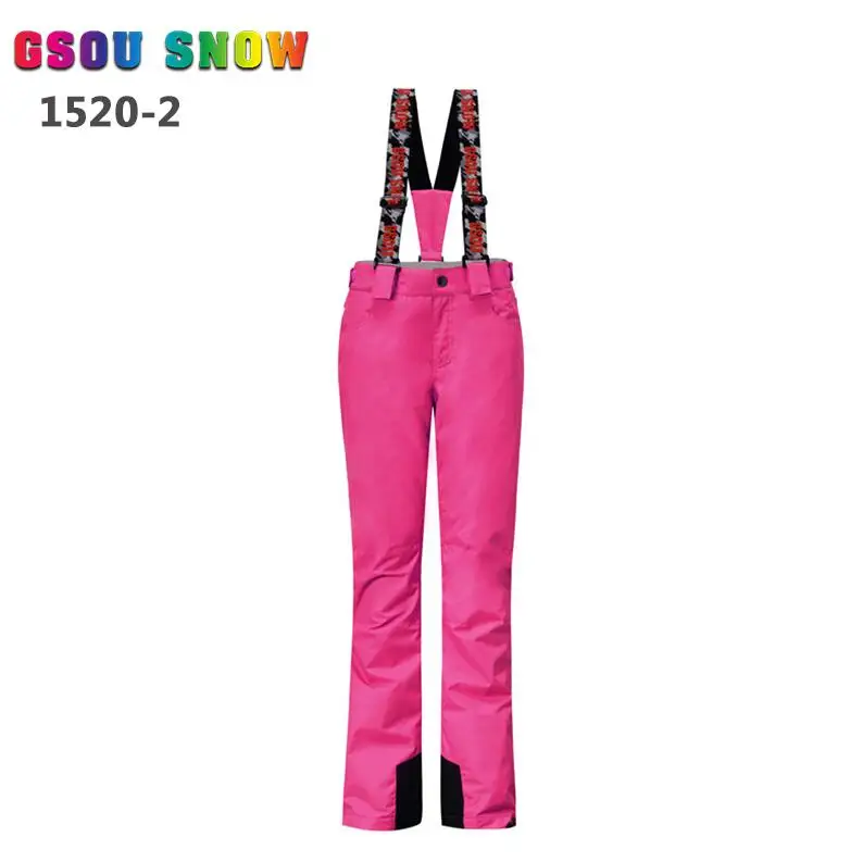 Gsou Снежный бренд лыжные брюки женские водонепроницаемые сноуборд брюки дышащие лыжные брюки зимние уличные спортивные горные лыжные брюки - Цвет: ROS