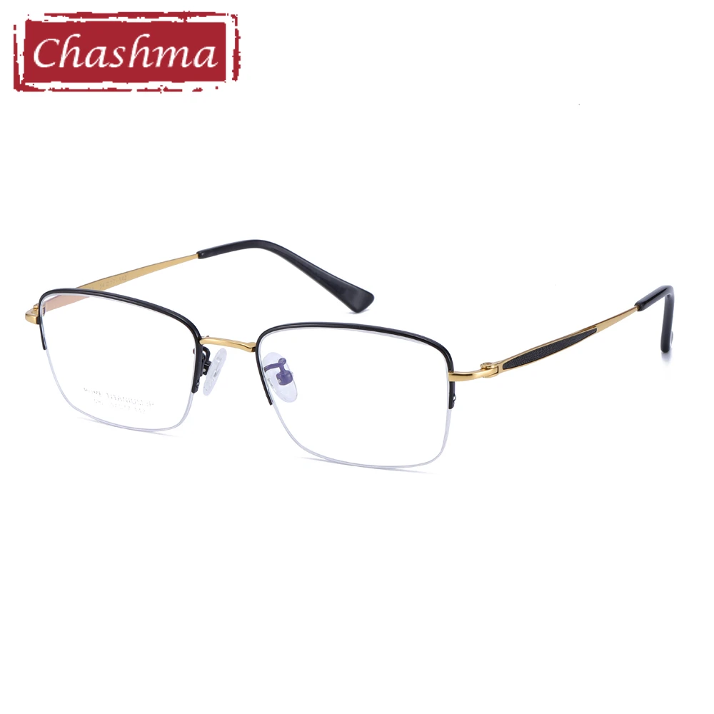Рецептурные очки мужские титановые очки оптические оправы Высокое качество оправы для очков - Цвет оправы: Black with Gold