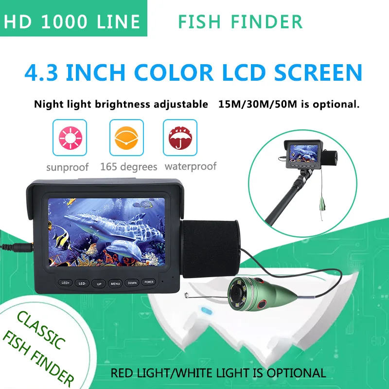 GAMWATER 15 м 30 1000TVL рыболокатор подводная рыболовная камера 4 3 &quotЖК монитор 6 шт. 1 Вт