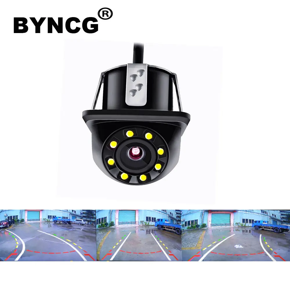 BYNCG динамическая траектория универсальная 8 огней CCD HD цветная Водонепроницаемая Автомобильная камера заднего вида, резервная камера ночного видения, парковочная камера