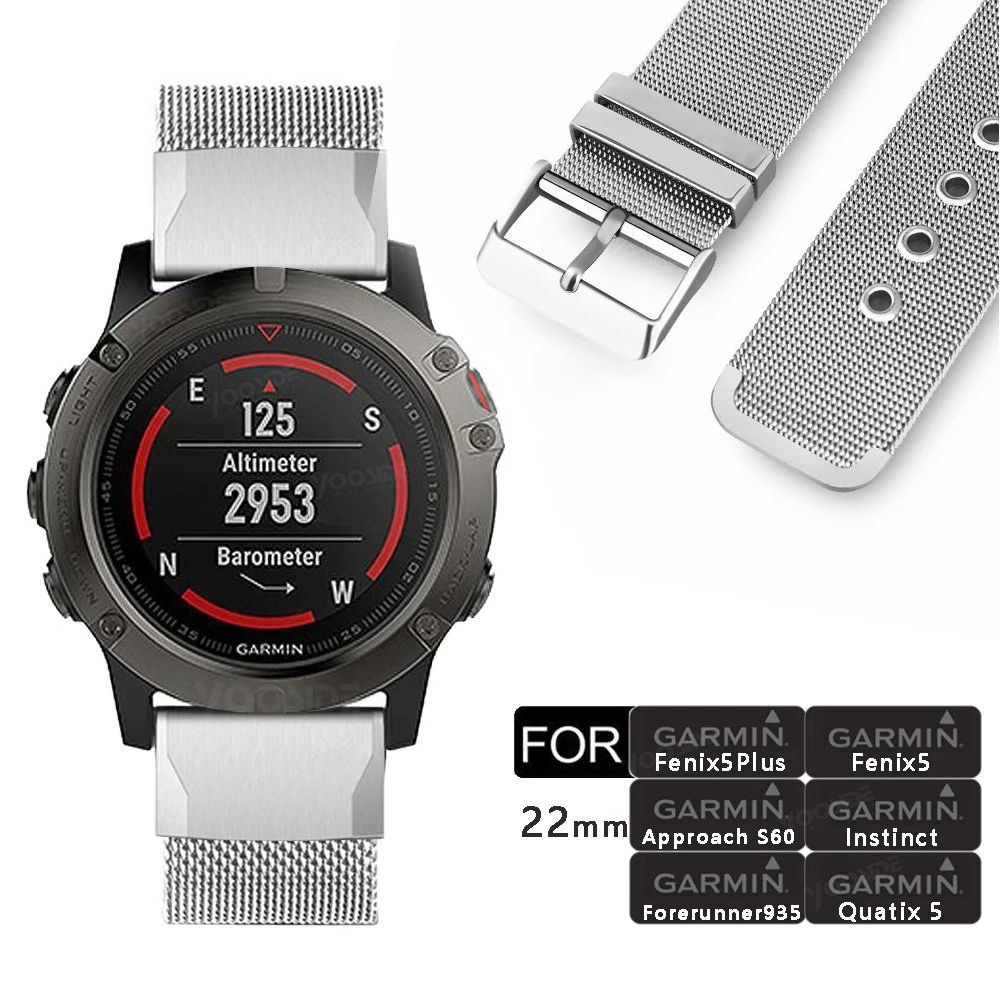 Pulseira de Relógio de Aço Inoxidável para Garmin Fenix Pulseira Quickfit Milanesel 5 - Plus Instinto Precursor 935 6 22mm 15 Eletrônicos