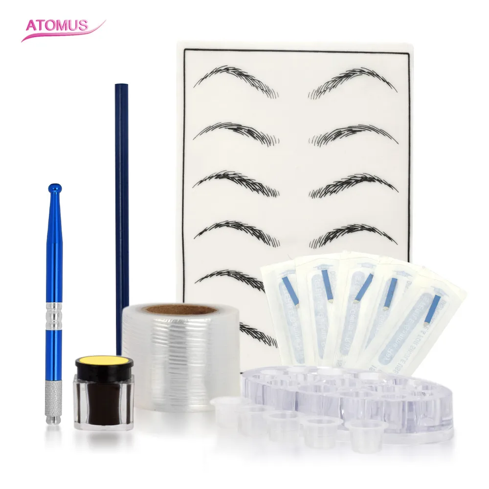 

ATOMUS 16pcs Manual Pen Needles Eyebrow Paste Pro Eyebrow Tattoo Microblading Pen Set For Permanent Makeup Tattoo Eyebrow Kits
