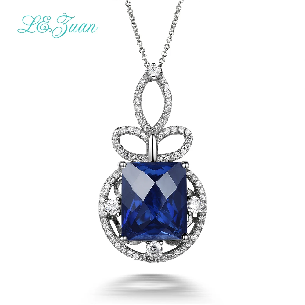 

I&zuan 925 Sterling Silver Necklace 6.58ct Blue Stone Luxury Pendant Fine Jewelry Choker Necklaces Pendants For Women