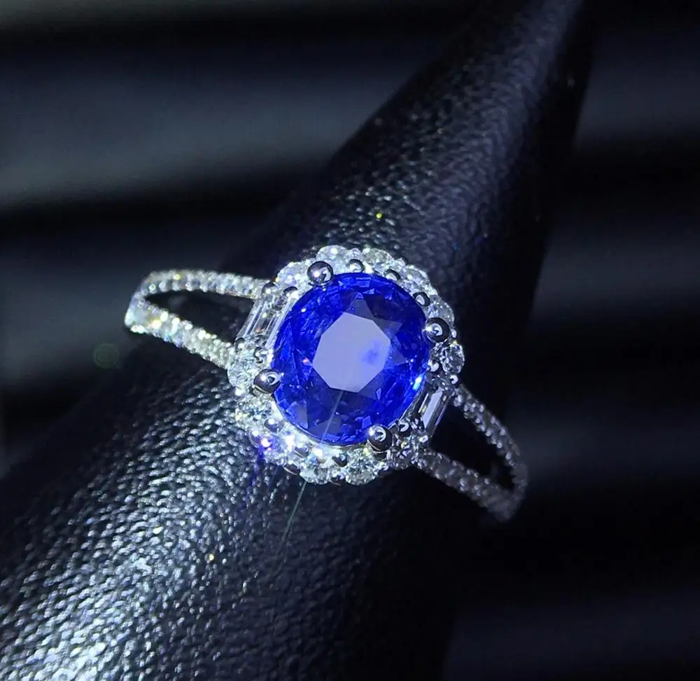 

Fine Jewelry Sapphire Ring Natural 1.53ct Cornflowerl Blue Sapphire Gemstone Pure 18 K Gold Jewelry For Women Diamonds Rings