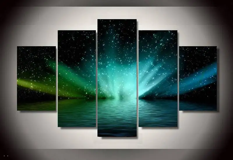 

Hd Printed Aurora Borealis Landscape Group Painting Canvas Print Room Decor Print Poster Picture Canvas Free Shipping/91014