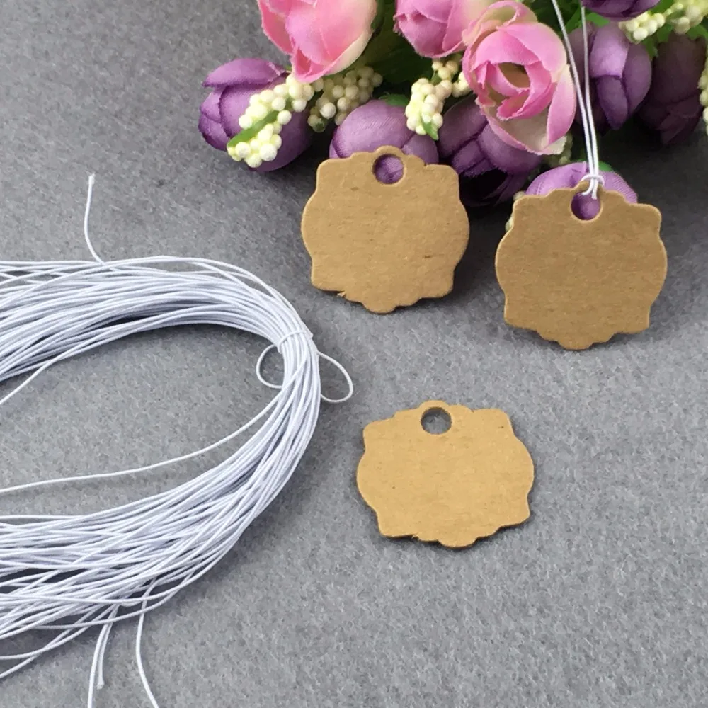 

3x3cm Small Gift Tags Kraft Jewelry Blank Hang Tag 200PCS Tags+200PCS Strings