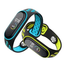 Силиконовый браслет для сяоми ми бэнд 4 нфк Запасной браслет Mi band 3 аксессуары Двухцветный регулируемый размер mi band 4 ремень