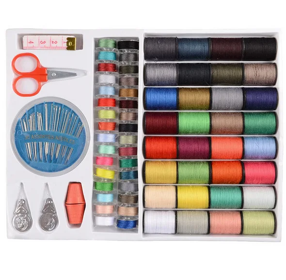 Multi function Sewing Kit Needles Threads 64 Color Polyester Line Box