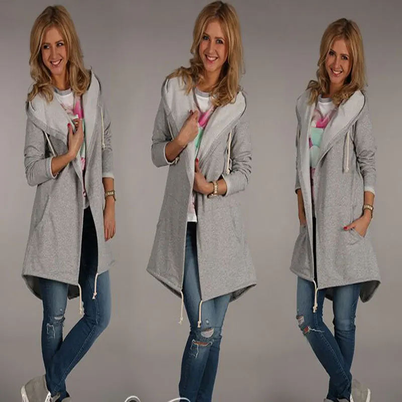 

Coat open coat jacket ladies open front long sleeve hooded solid color lapel windproof jacket ladies casual coat jacket clothing