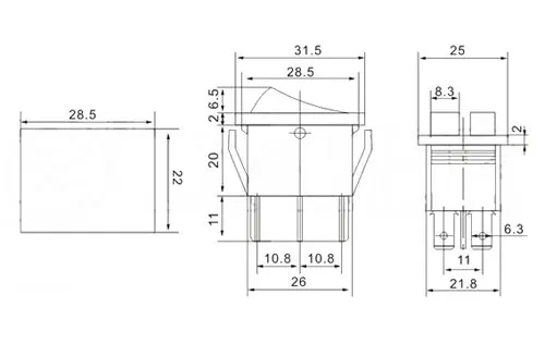 Kcd4 15A 250v AC двухполюсный gang кулисный переключатель 2 способ красный медные булавочные красный 220v лампы вкл/выкл переключатель с 6 шпильки