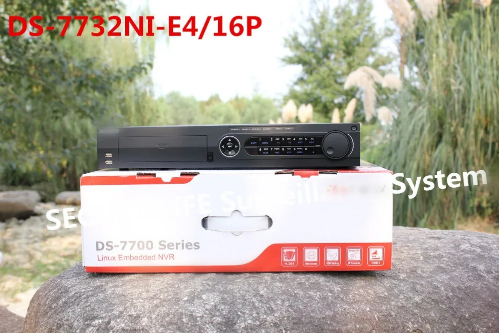 In stock English version DS-7732NI-E4/16P 4SATA and 16 POE interfaces POE NVR 32ch, support third party camera HDMI VGA