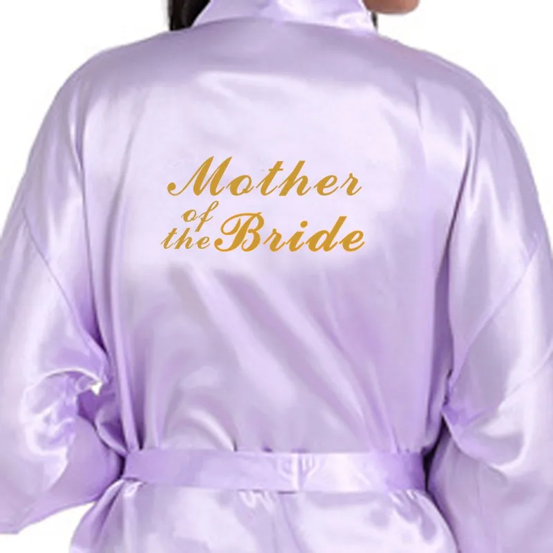 R19-3 атласный короткий Свадебный халат для матери невесты/жениха кимоно одежда для сна свадебное платье для свадебной вечеринки - Цвет: Lavender MotherofBri