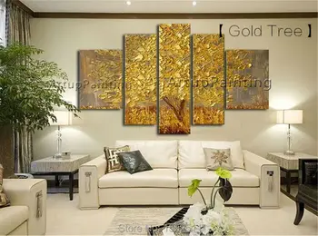 

5 Pieces Panel Palette Knife Hand Painted Flower Abstract Modern Oil painting Canvas Wall Pictures Art Painting For Living Room5