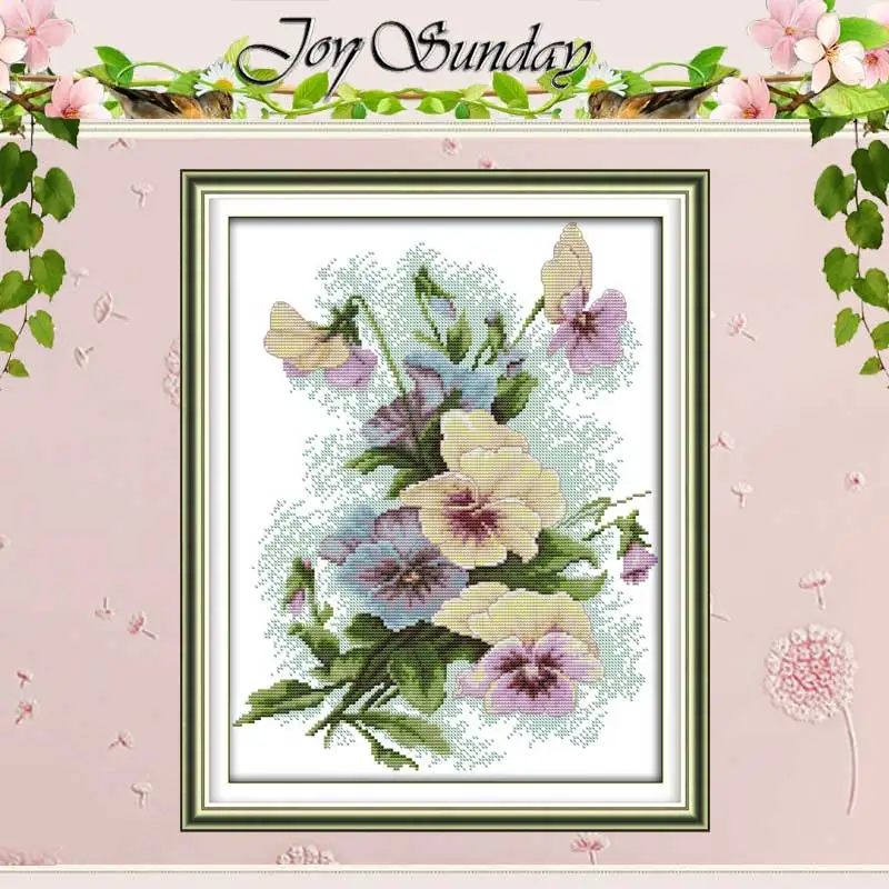 Pansy (2) Flower Patterns Counted Cross Stitch Set DIY 11CT 14CT 16CT Stamped DMC Cross-stitch Kit Embroidery Needlework Crafts