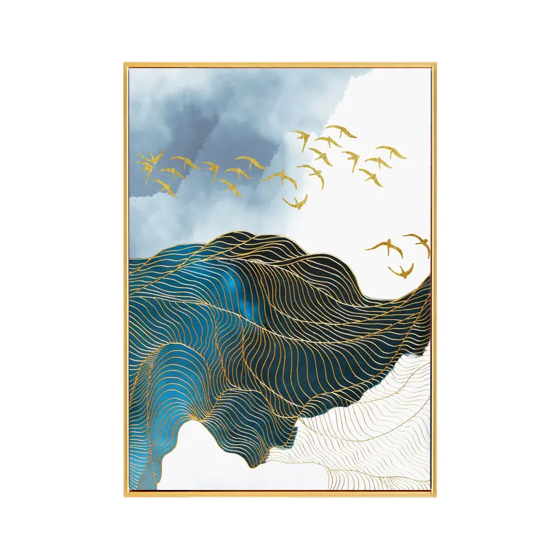 Blue Mountain Abstract Geometric Line Nordic Poster Posters And Prints Wall Art Canvas Painting Picture Home Decor Unframed