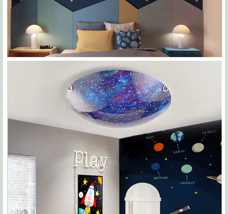 Creative cartoon planet LED ceiling lamp Boy Girl Bedroom children room lamp modern personality star ceiling lamp free shipping