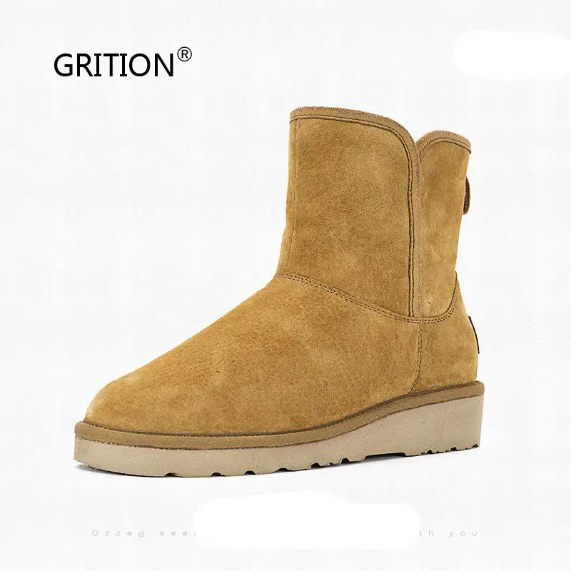 ФОТО GRITION Winter Boots for Women High Top Genuine Leather Shoes Winter Shoes Warmth Keeping