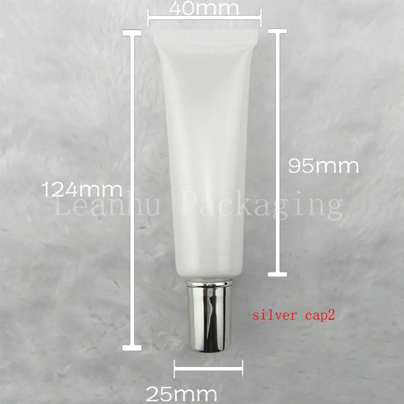 30 мл белая косметика для ухода за кожей шланг, 30cc крем для глаз молочная эссенция крем бутылка упаковка, пустой косметический контейнер 50 шт./лот - Цвет: Silver Cap2