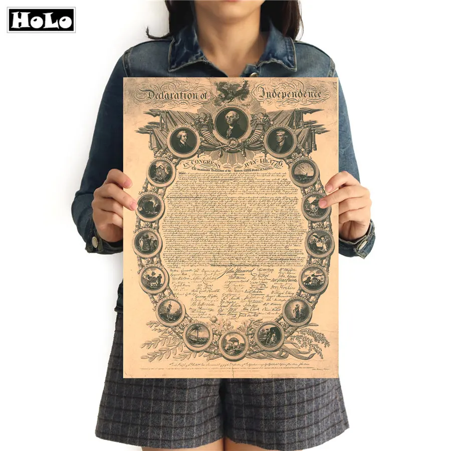 

USA American 1819 public Declaration of Independence Retro restoration vintage krafst paper poster home decor 42x30cm