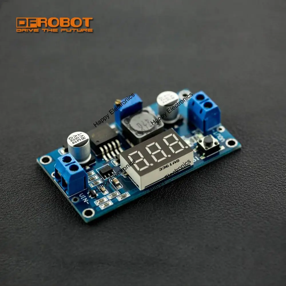 

DFRobot 20W Adjustable DC-DC Buck Converter step-down voltage regulator, LM2596 from 4.0~40V to 1.25~37V 3A with Digital Display