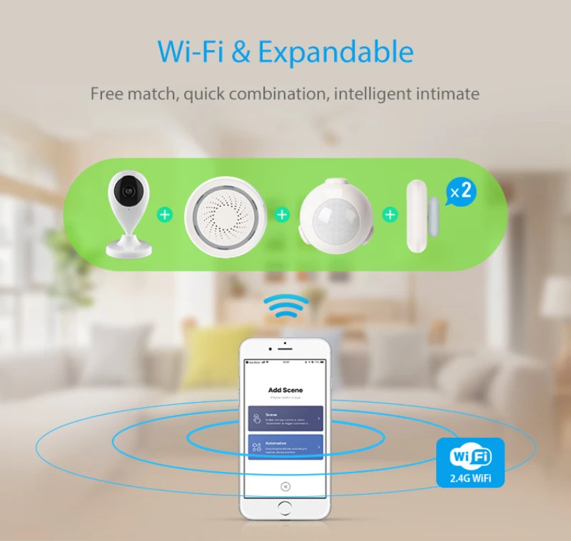 Сигнализация умная домашняя Wi Fi 720P 3 датчика 1 сирена|Комплекты для сигнализации| |