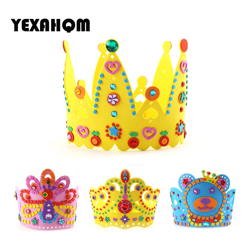 YEXAHQM DIY Crown Toy 3D Puzzles For Children Enviromental-friendly EVA Handmade Craft Gifts Birthday Hat | Игрушки и хобби