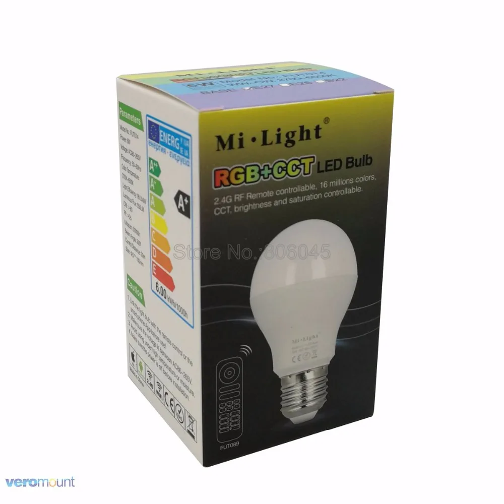 Светодиодный прожектор MiLight E27 6 Вт RGB + CCT FUT014 110 В 220 полноцветная смарт лампа с