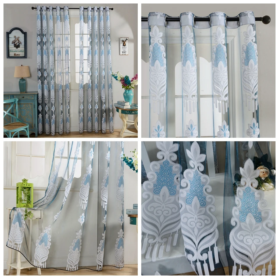 Blauw voile gordijnen koop goedkope blauw voile gordijnen loten ...