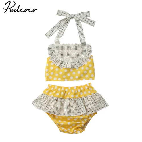 

Pudcoco 0-3Years Toddler Kids Baby Girls Lovely Ruffle Sleeveless Bikini Swimwear Swimsuit Bathing Suit Beachwear Clothes