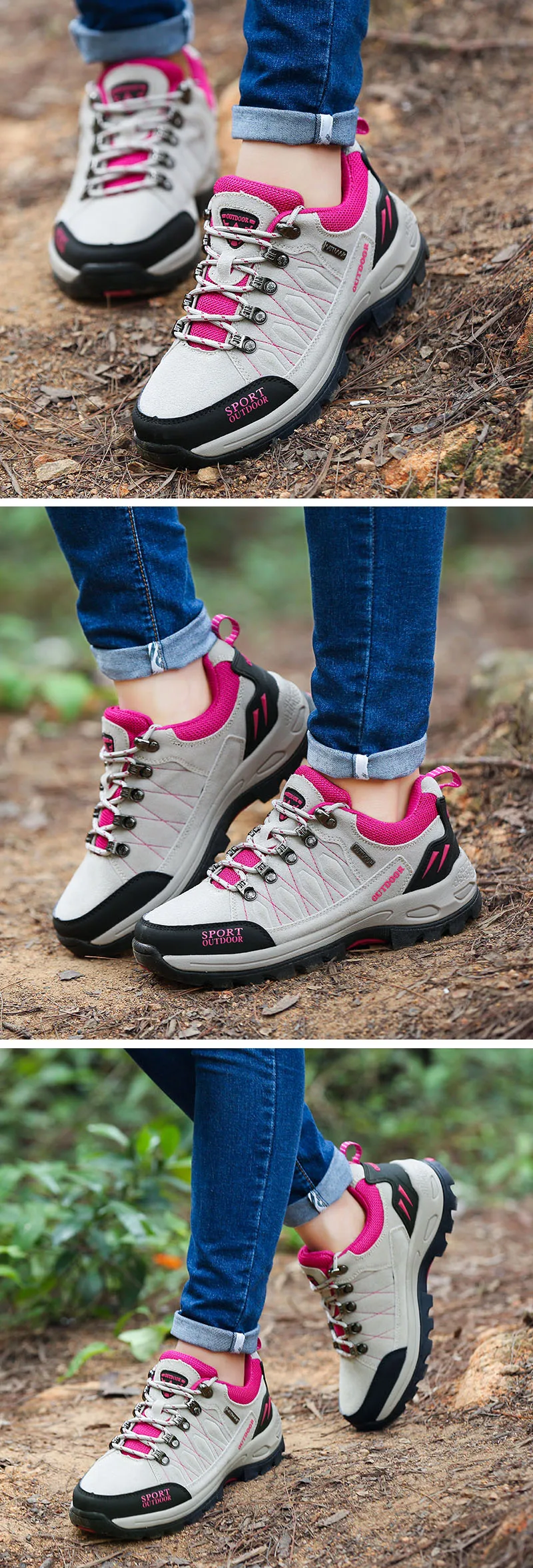 Gomnead/женские Треккинговые ботинки; уличные Нескользящие дышащие треккинговые охотничьи ботинки; женские туристические беговые горные спортивные кроссовки