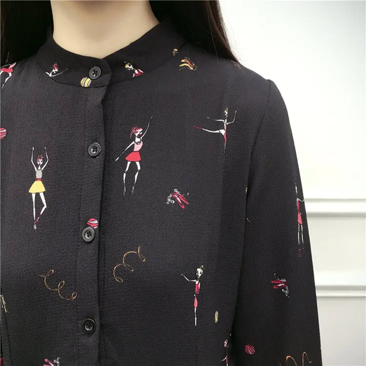 Newest Retro Shirt Dress Women 2019 Autumn Long Sleeve Women Dresses Casual Funny Print Dress Fashion O-Neck Pleated Vestidos Mujer  (8)