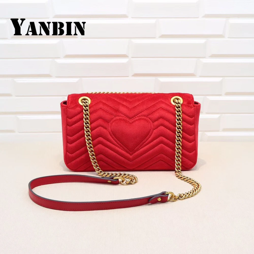 

2019 New Fashion Women's Shoulder Bags Luxury Brand Heart-shaped Female Sling Messager Bag Color Handbag Red Leather Woman Bags