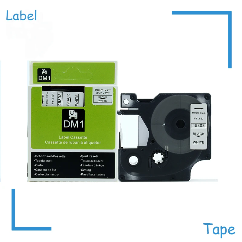 20PK совместимый 19 мм dymo label лента DYMO D1 45803 черный на white кассета для принтер